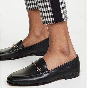 SAM EDELMAN LORAINE Black Slip-On Leather Loafer Minimalist Horse Bit Design 8